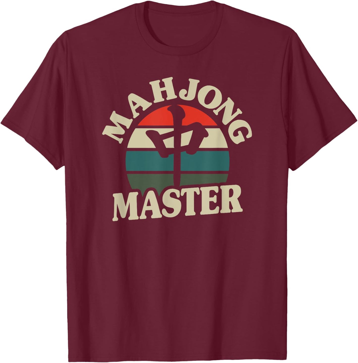 Mahjong Master Dragon Tile Majong Game Player Vintage Sunset T-Shirt - T-Shirt | Maroon