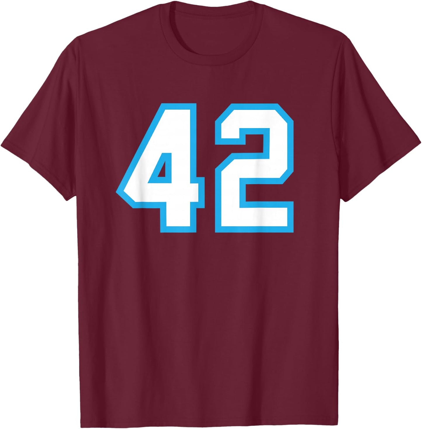 Number #42 White Blue Number T-Shirt - T-Shirt | Maroon