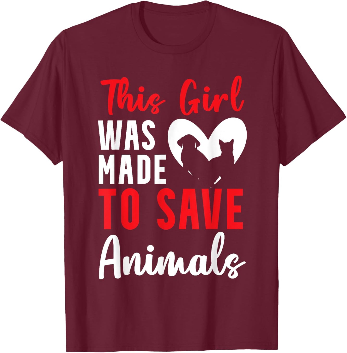 Animal rescuer girl dog rescuer animal rescuer T-Shirt - T-Shirt | Maroon