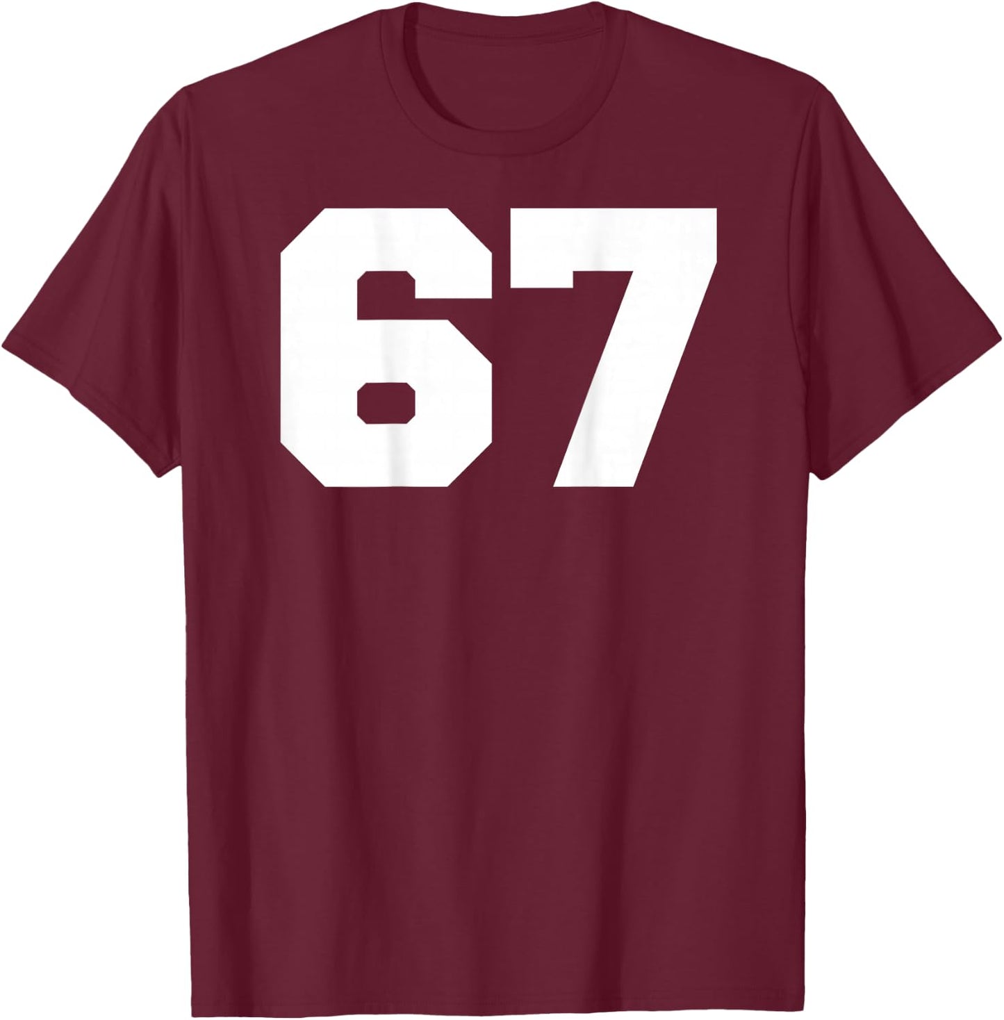 Number 67 Sports Jersey Player #67 Fan Back Print Varsity T-Shirt - T-Shirt | Maroon