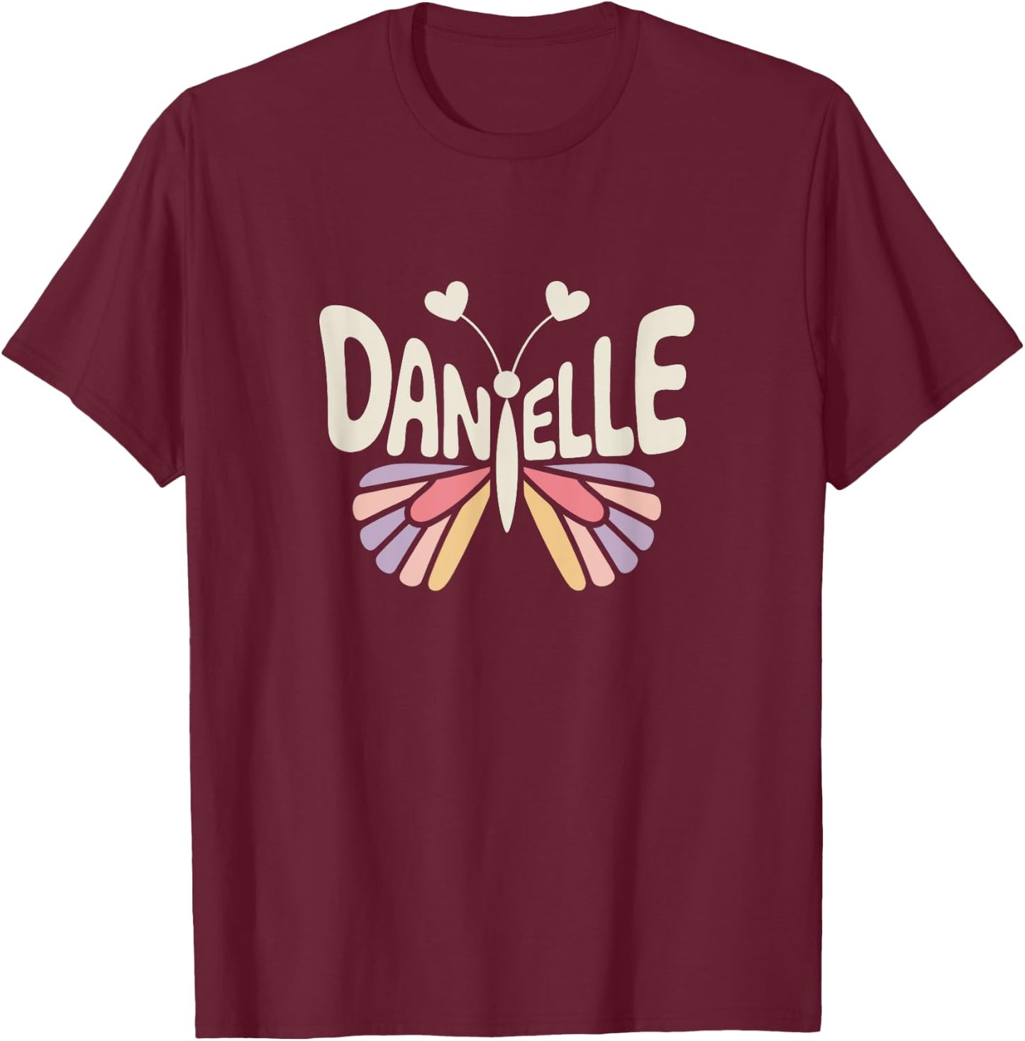Danielle Butterfly - Personalized Cute Name Word Art T-Shirt - T-Shirt | Maroon