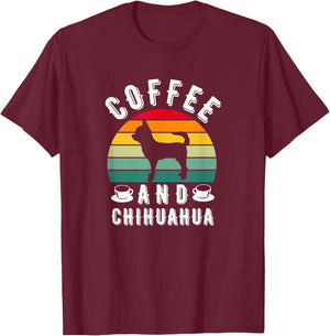 Coffee And Chihuahua Retro Dog Lover Men Women Girls Kids T-Shirt - T-Shirt | Maroon