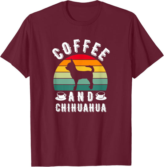 Coffee And Chihuahua Retro Dog Lover Men Women Girls Kids T-Shirt - T-Shirt | Maroon