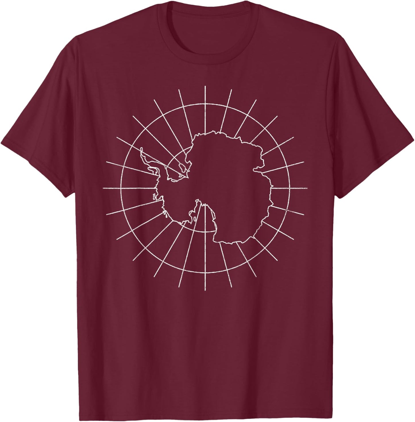 Antarctic Map Minimalist Distressed Vintage 80s T-Shirt - T-Shirt | Maroon