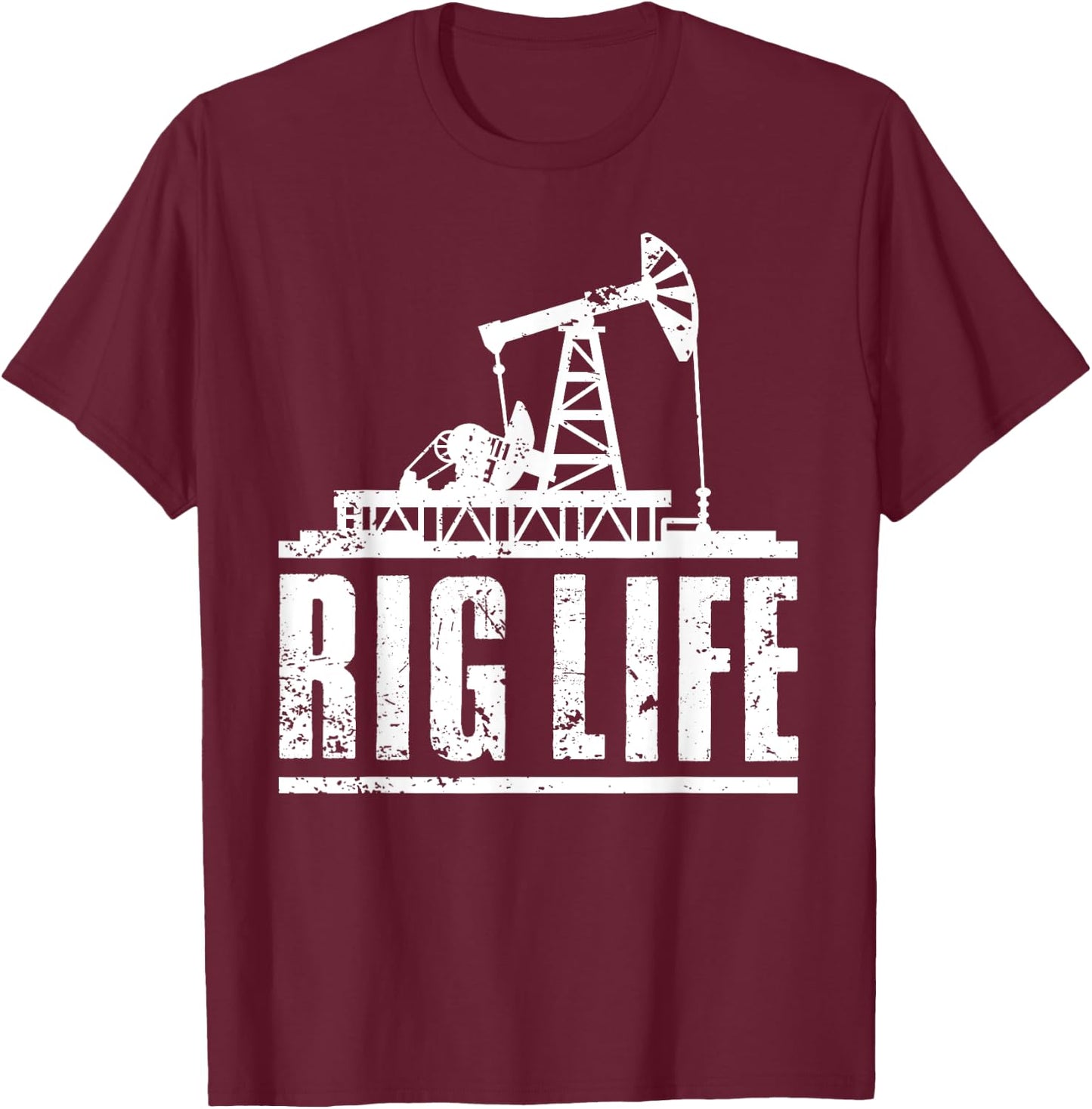 Funny Oil Rig Art Men Dad Oil Field Roughneck Rig Operator T-Shirt - T-Shirt | Maroon