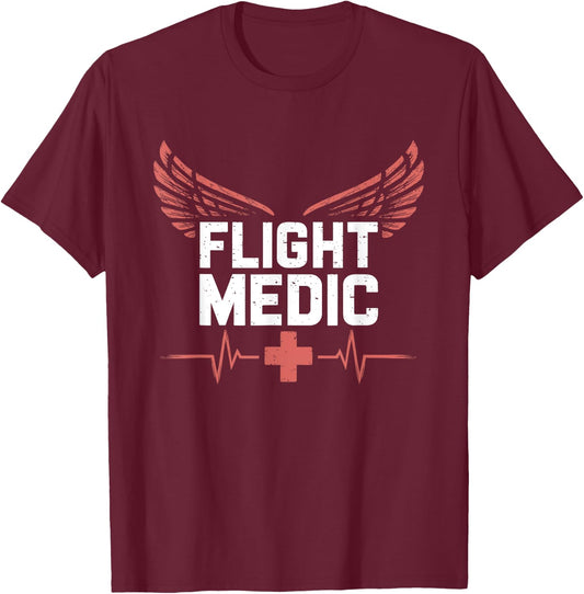 Flight Medic, Helicopter Nurse Response EMT Paramedic T-Shirt - T-Shirt | Maroon