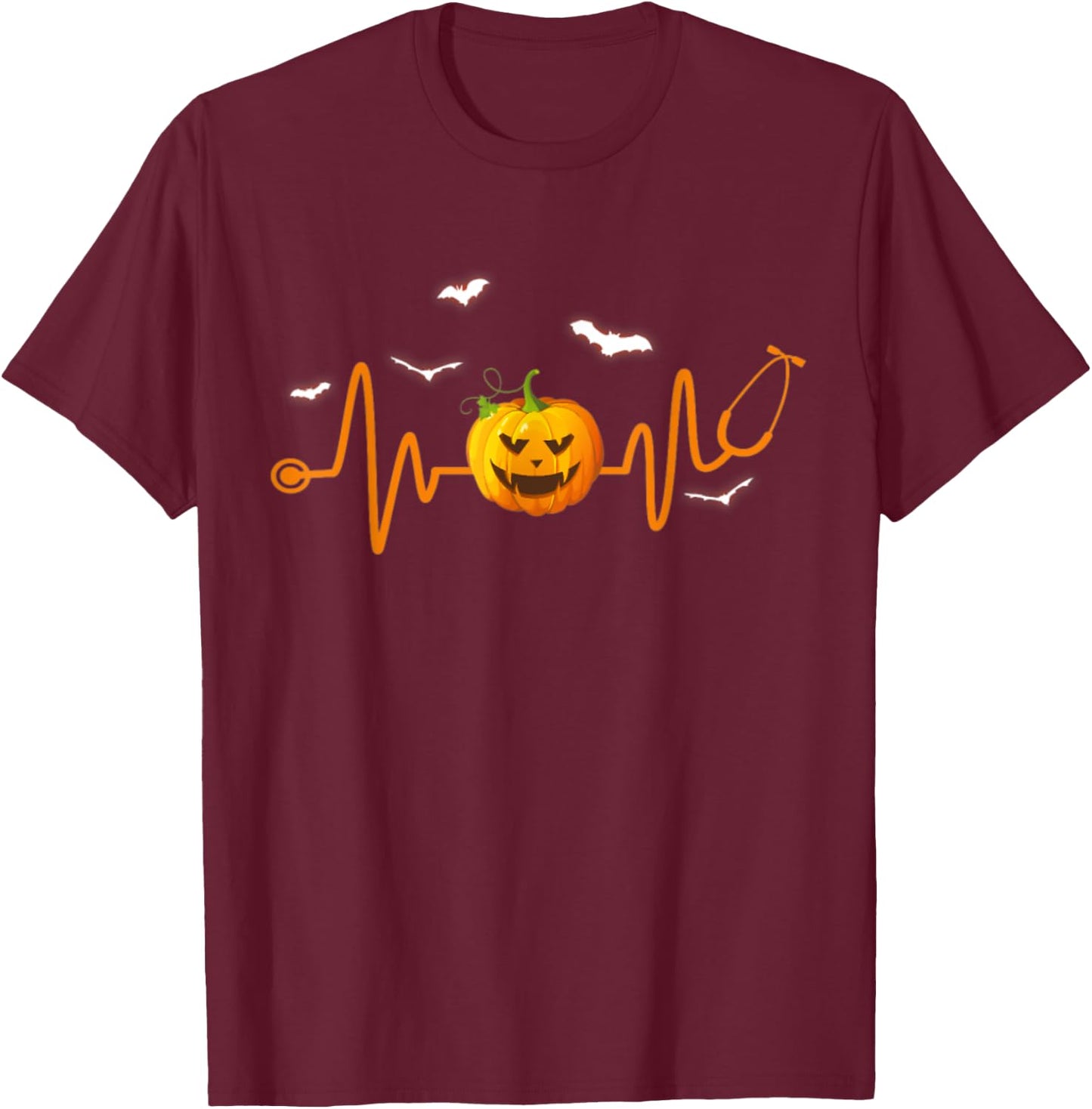 Cardio ECG Heart Beat Funny Nurse Doctor Halloween Costume T-Shirt - T-Shirt | Maroon