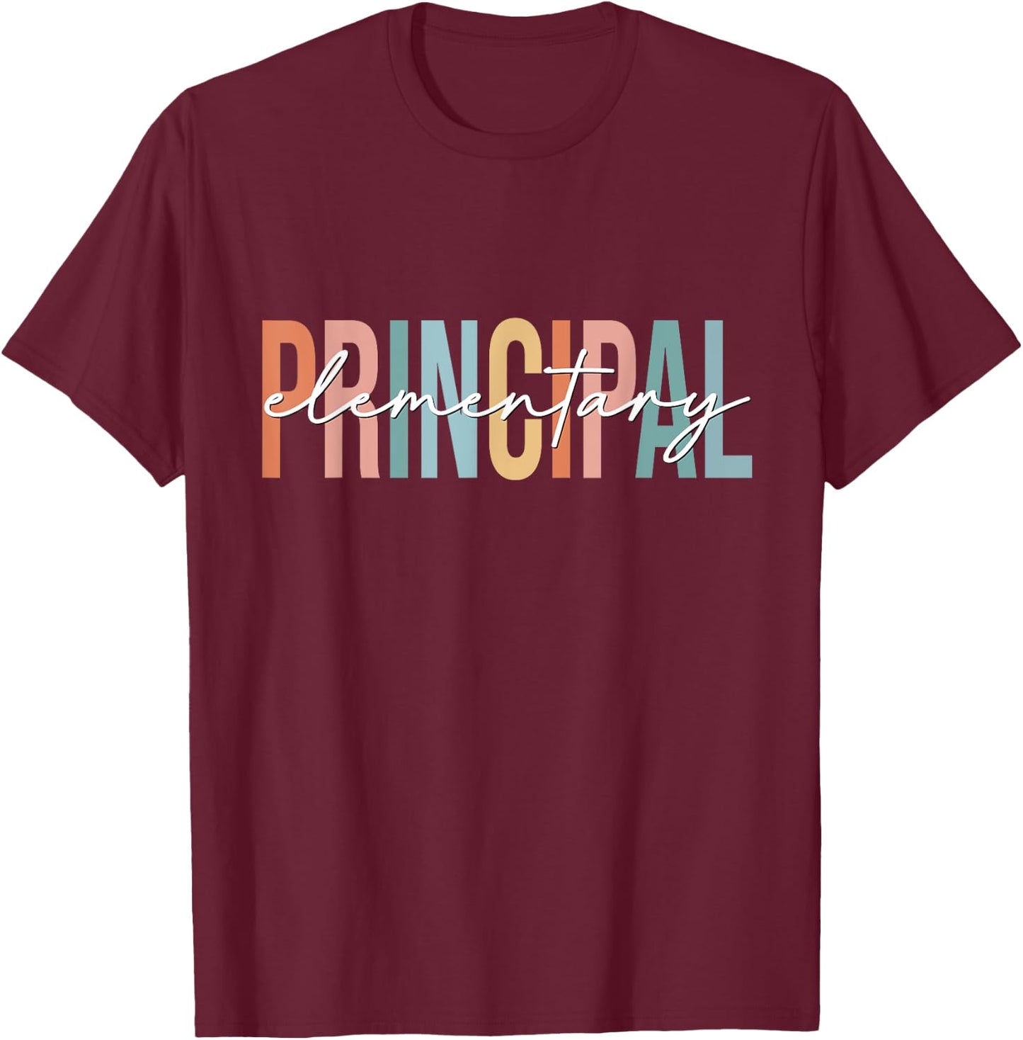 Boho Retro Vintage Elementary Principal Back To School T-Shirt - T-Shirt | Maroon