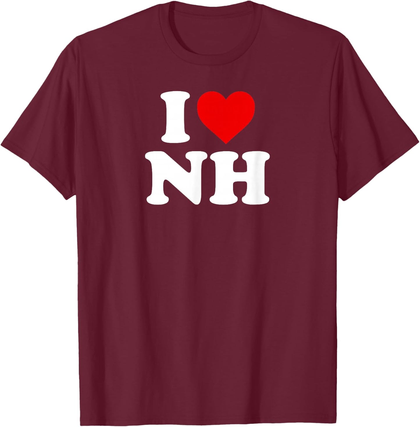 I Love NH Heart New Hampshire T-Shirt - T-Shirt | Maroon