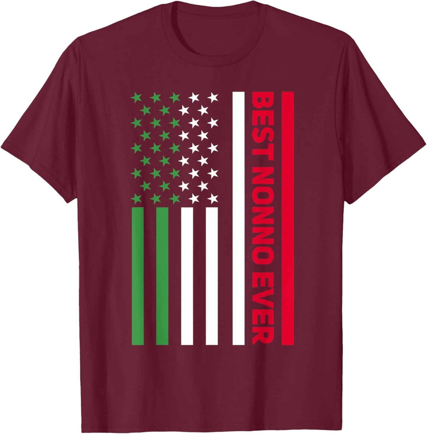 Italian Nonno Italy American Flag Best Nonno Italian Grandpa T-Shirt - T-Shirt | Maroon