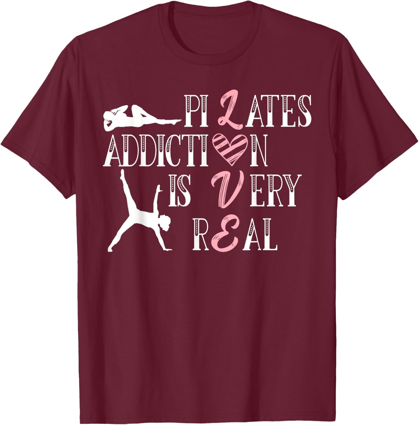 Pilates SteMi Apparel -Adults Black Cotton Polyester Short Sleeve Small Classic Fit Modern Lace Pilates T-Shirt - T-Shirt | Maroon