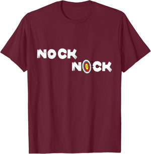Nock Nock Funny Archery Target Archer T-Shirt - T-Shirt | Maroon