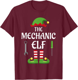 Mechanic Elf Family Matching Group Christmas T-Shirt - T-Shirt | Maroon