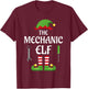 Mechanic Elf Family Matching Group Christmas T-Shirt - T-Shirt | Maroon