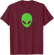 Alien Head Extraterrestrial T-Shirt - T-Shirt | Maroon