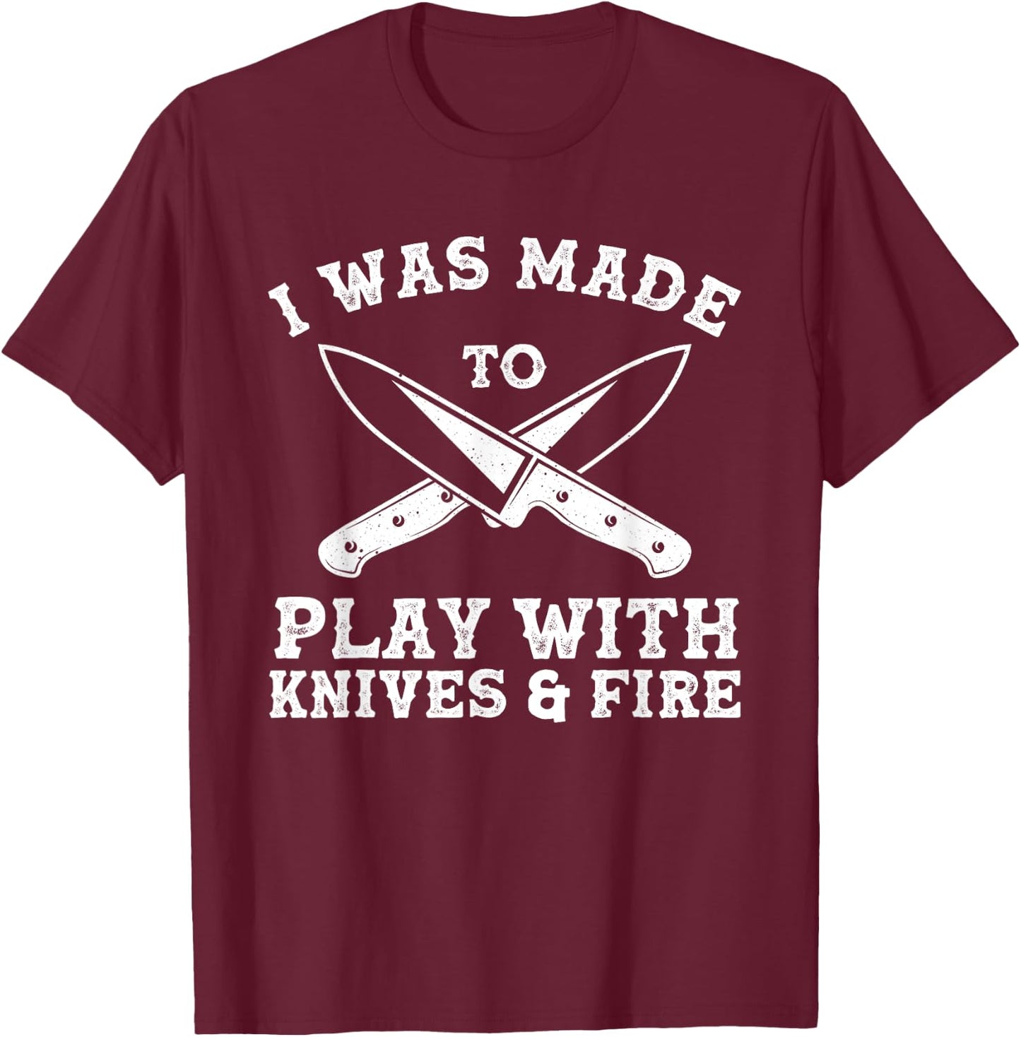 Funny Chef Design Women Chef Knife Kitchen Apparel T-Shirt - T-Shirt | Maroon