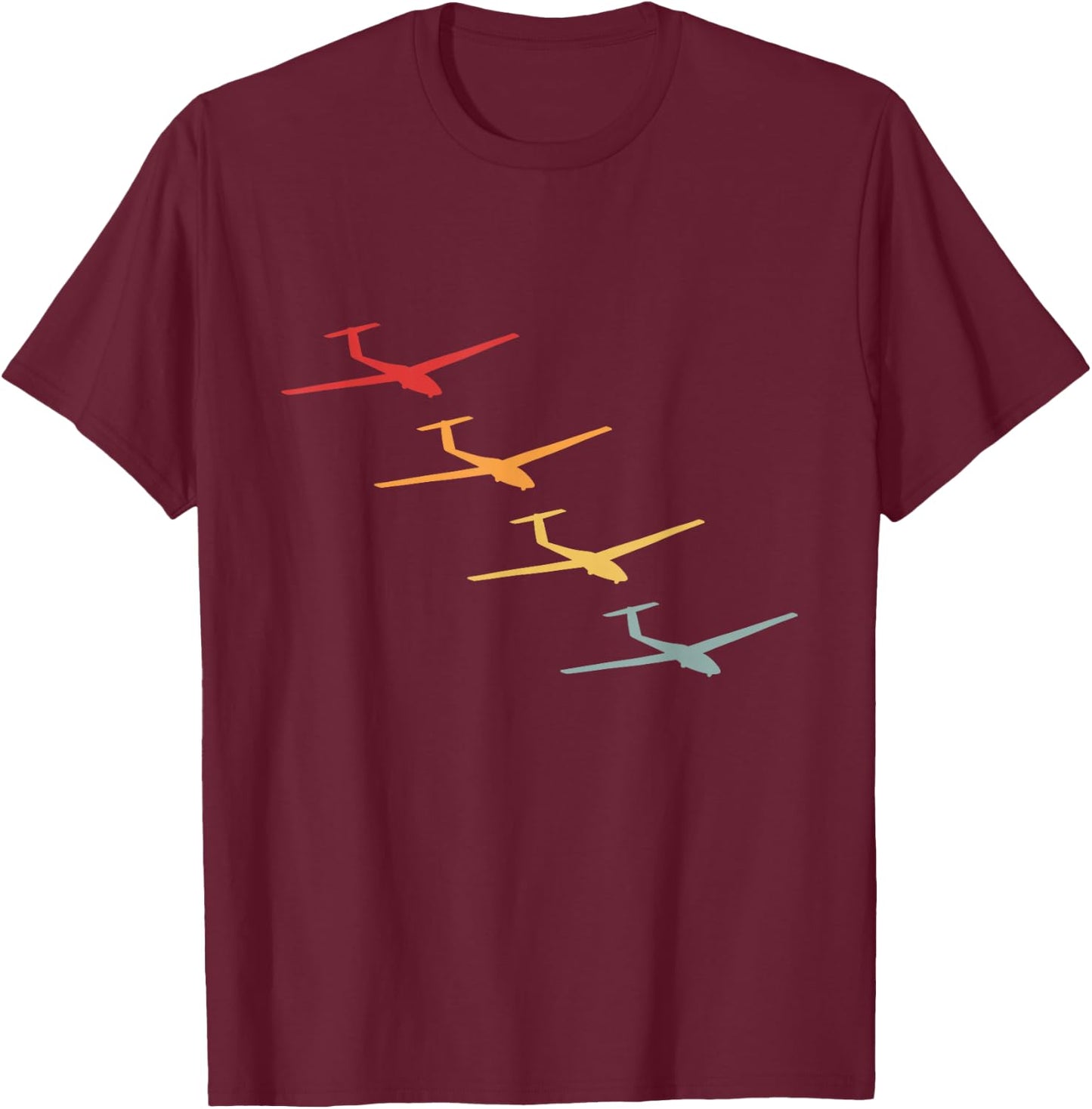 Glider Gliding Plane Retro Sailplane Flying Pilot Aviation T-Shirt - T-Shirt | Maroon