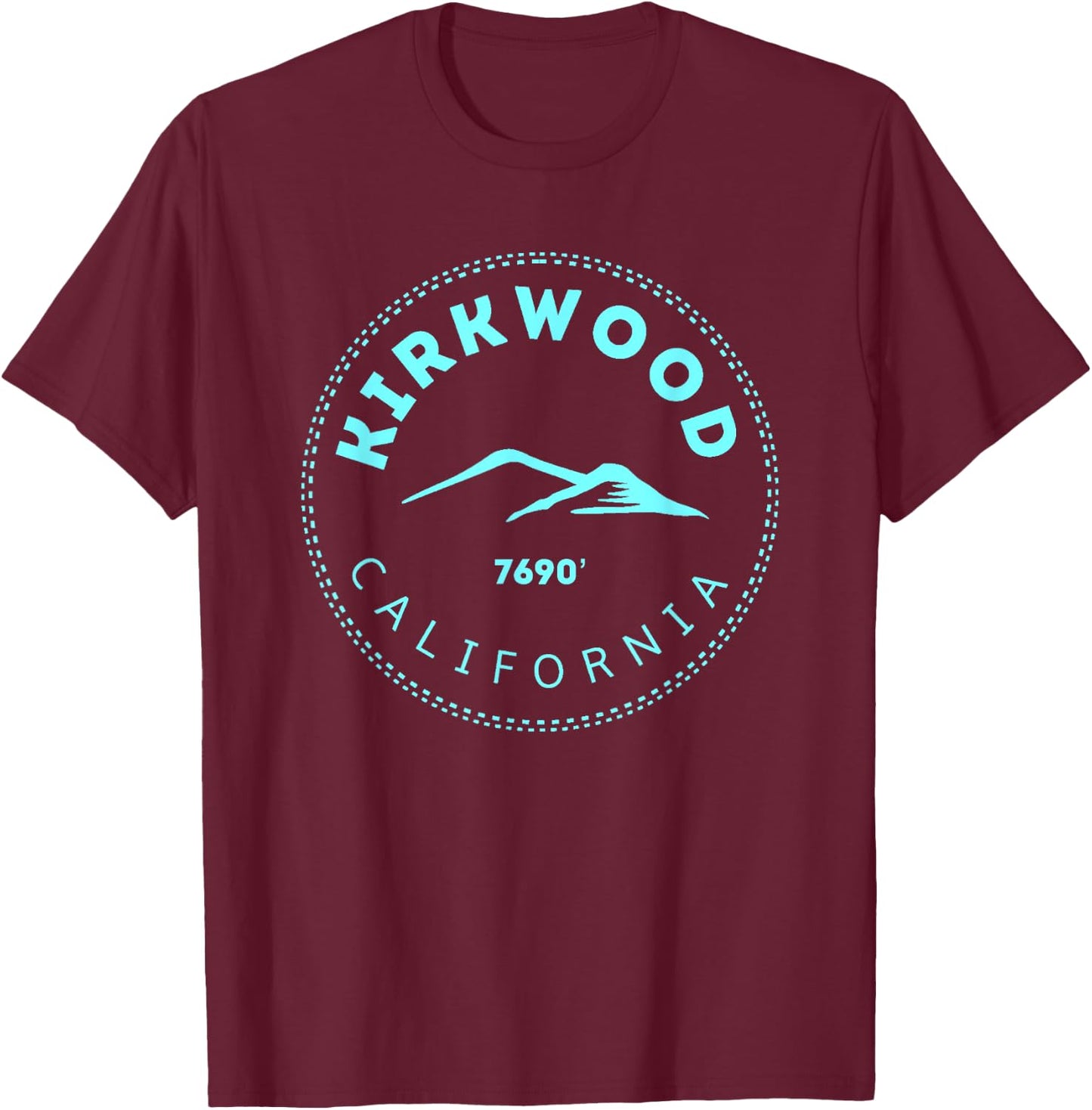 Kirkwood California Mountain Town - Elevated CA Skiing T-Shirt - T-Shirt | Maroon