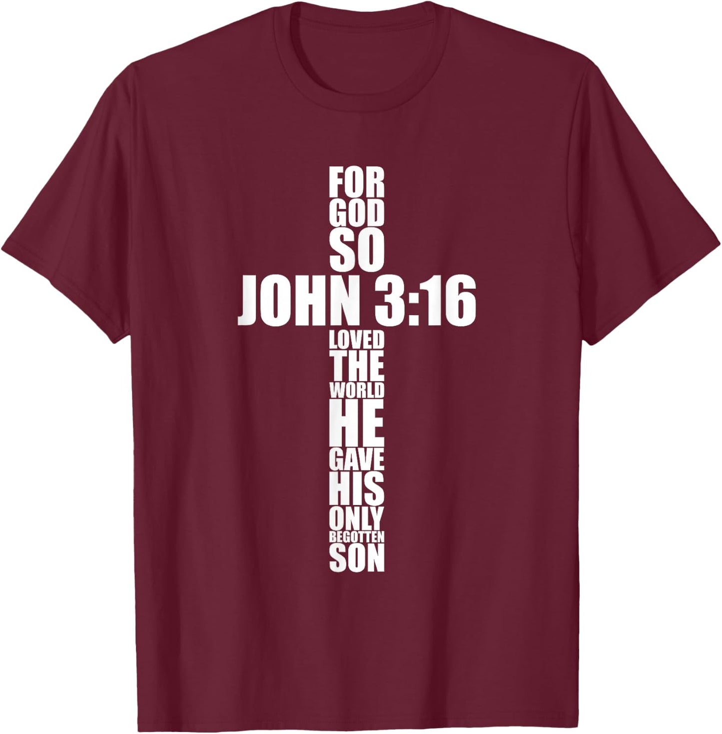 Cute Easter Clothes Outfit Boys Girls Christian John 3:16 T-Shirt - T-Shirt | Maroon