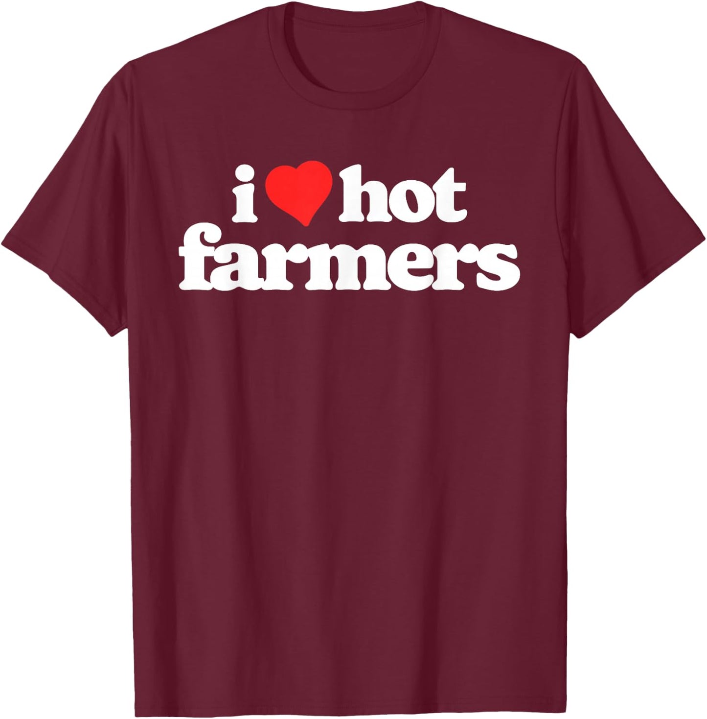 I Love Hot Farmers Funny 80s Vintage Heart T-Shirt - T-Shirt | Maroon