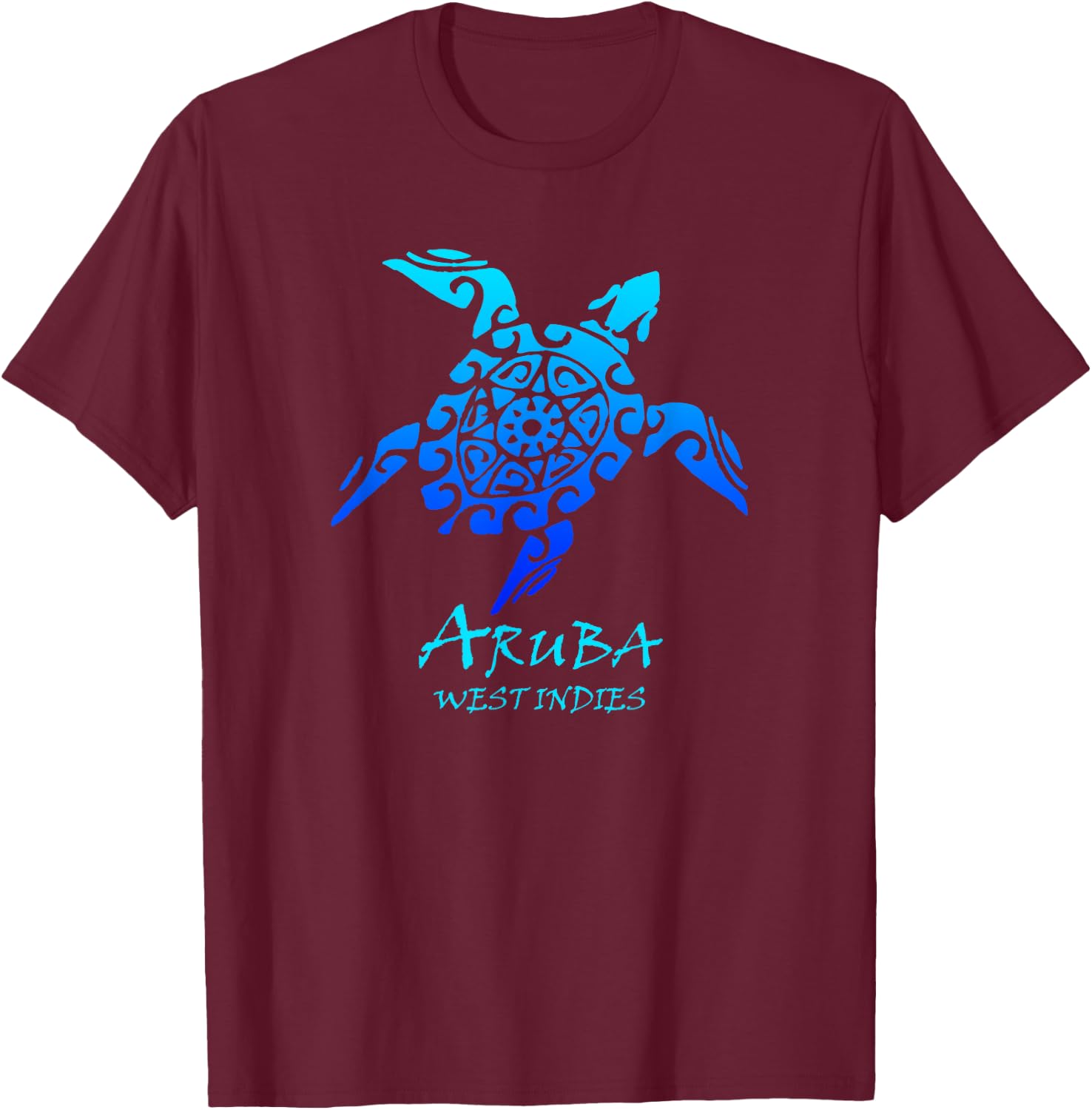 Aruba, West Indies Vintage Retro Tribal Turtle Vacation T-Shirt - T-Shirt | Maroon