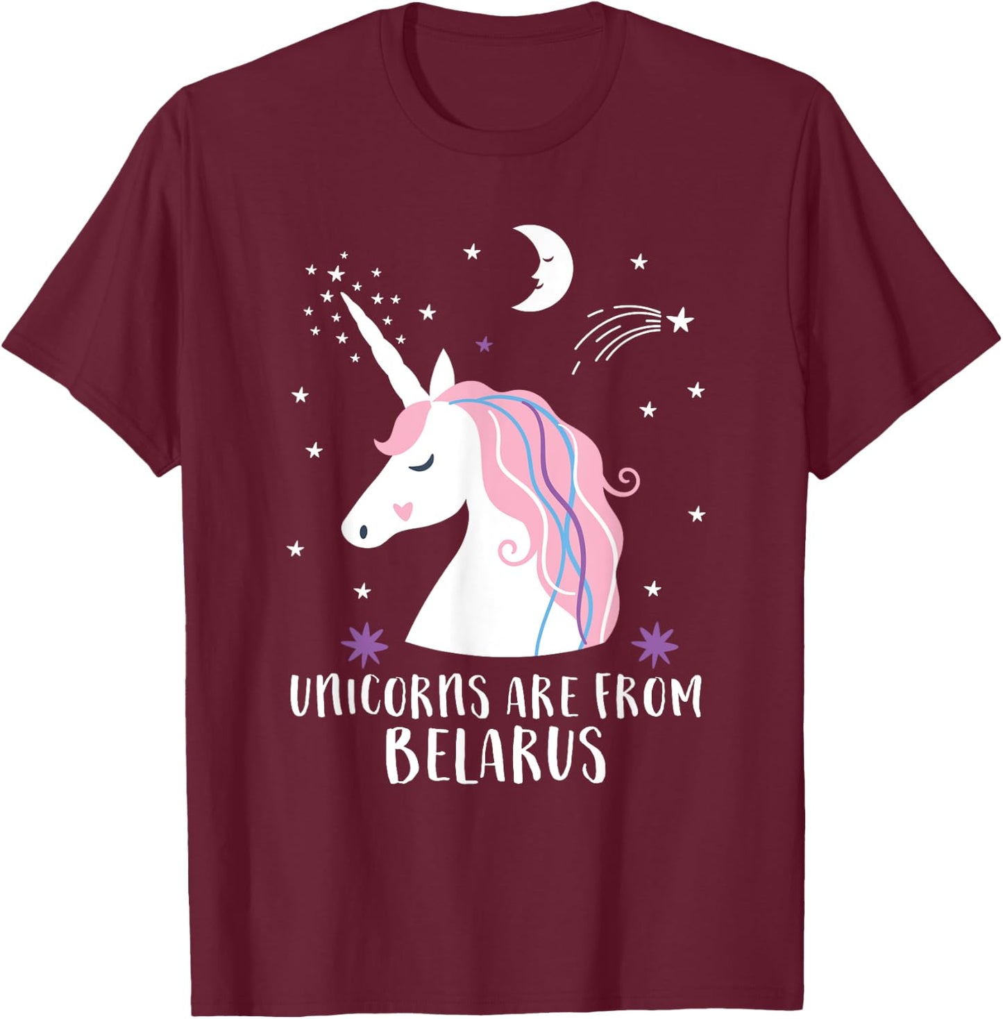 Unicorns Are From Belarus Funny Home Country Pride T-Shirt - T-Shirt | Maroon
