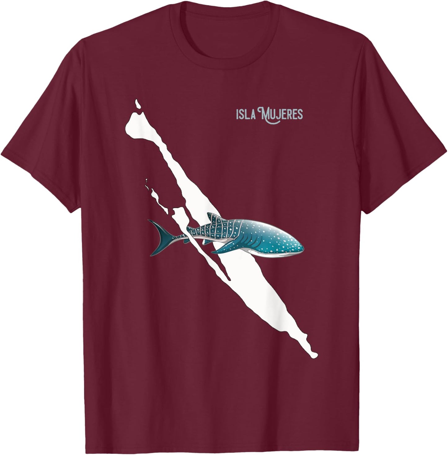Isla Vibes - Isla Mujeres Mexico, Swimming with Whale Sharks T-Shirt - T-Shirt | Maroon
