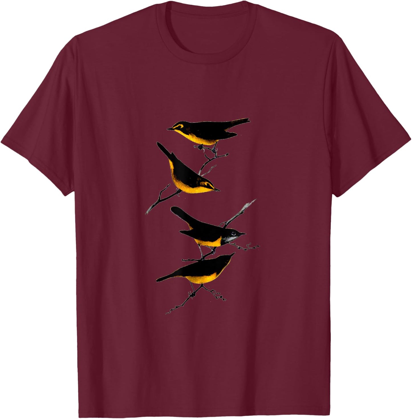 Kentucky and Connecticut Warbler T-Shirt - T-Shirt | Maroon