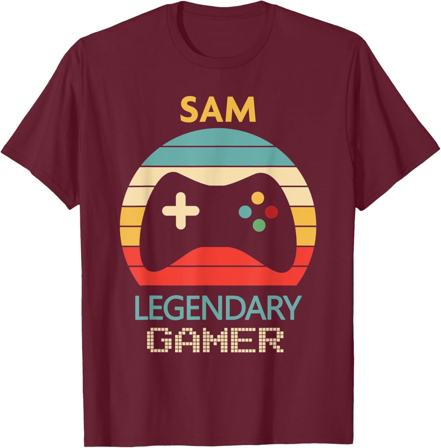 Sam Name Gift - Personalized Legendary Gamer T-Shirt - T-Shirt | Maroon