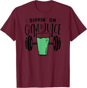 Sippin' On Gym & Juice Shirt Women Vegan Lifting T-Shirt - T-Shirt | Maroon