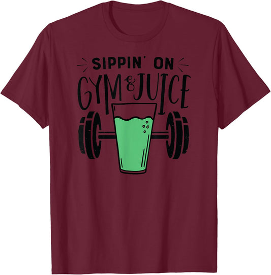 Sippin' On Gym & Juice Shirt Women Vegan Lifting T-Shirt - T-Shirt | Maroon