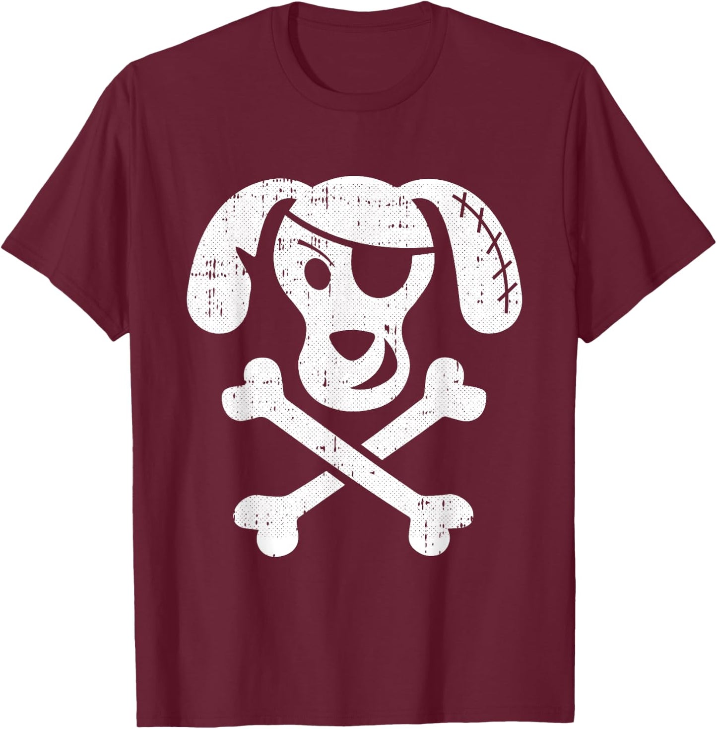 Dog Pirate Lazy Halloween Costume Puppy Skull Cross-bones Women Kids T-Shirt - T-Shirt | Maroon