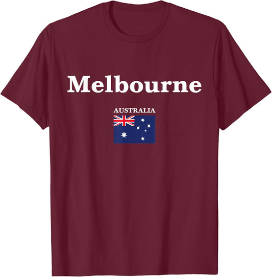 Melbourne city and the flag of Australia T-Shirt - T-Shirt | Maroon
