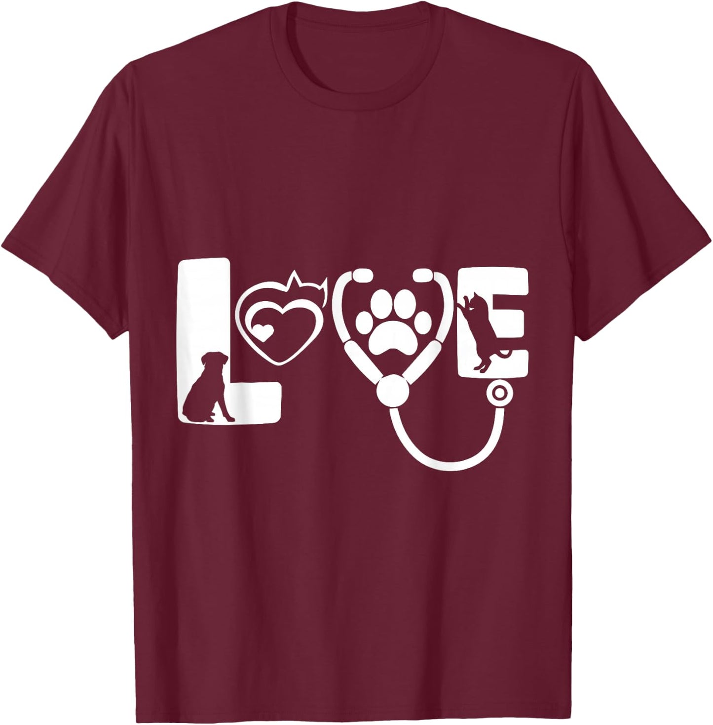 Love Animals Veterinarian T-Shirt - T-Shirt | Maroon