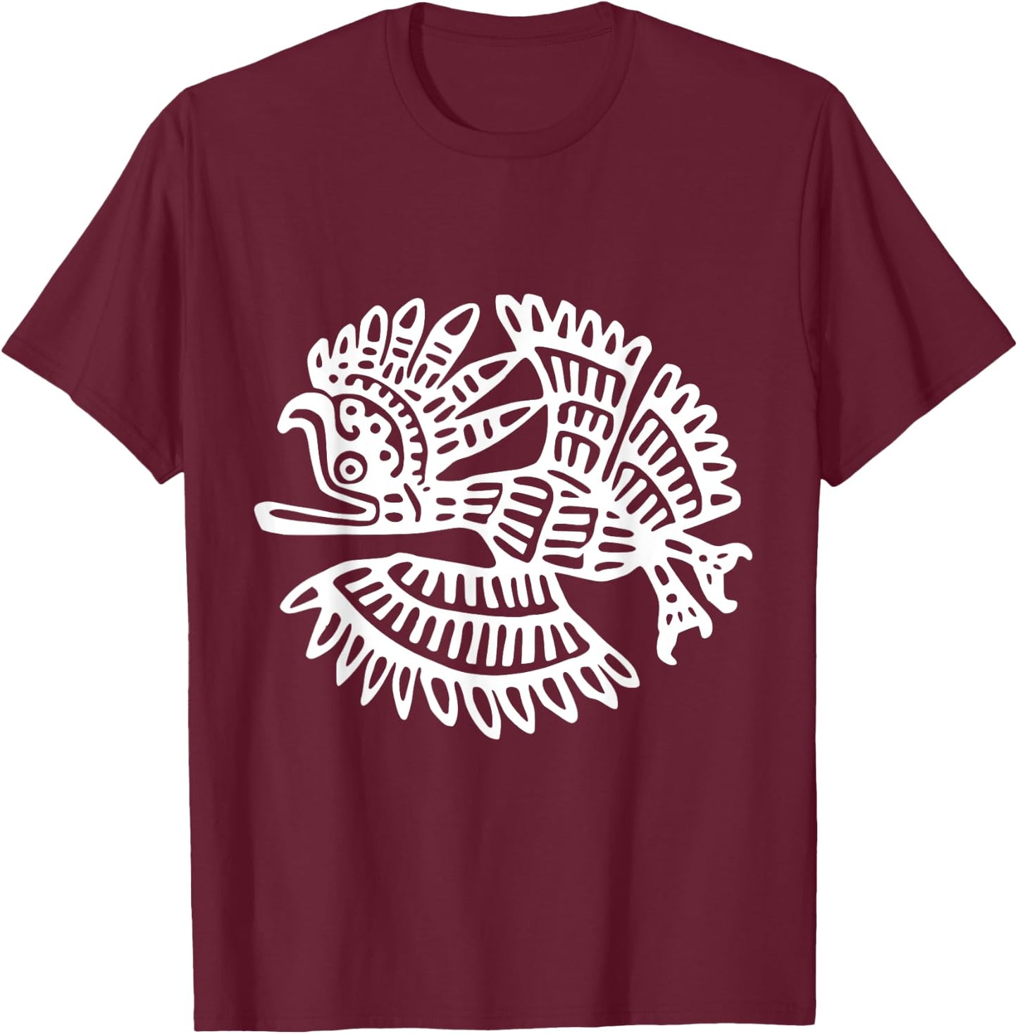 Aztec Maya Bird Symbol T-Shirt - T-Shirt | Maroon