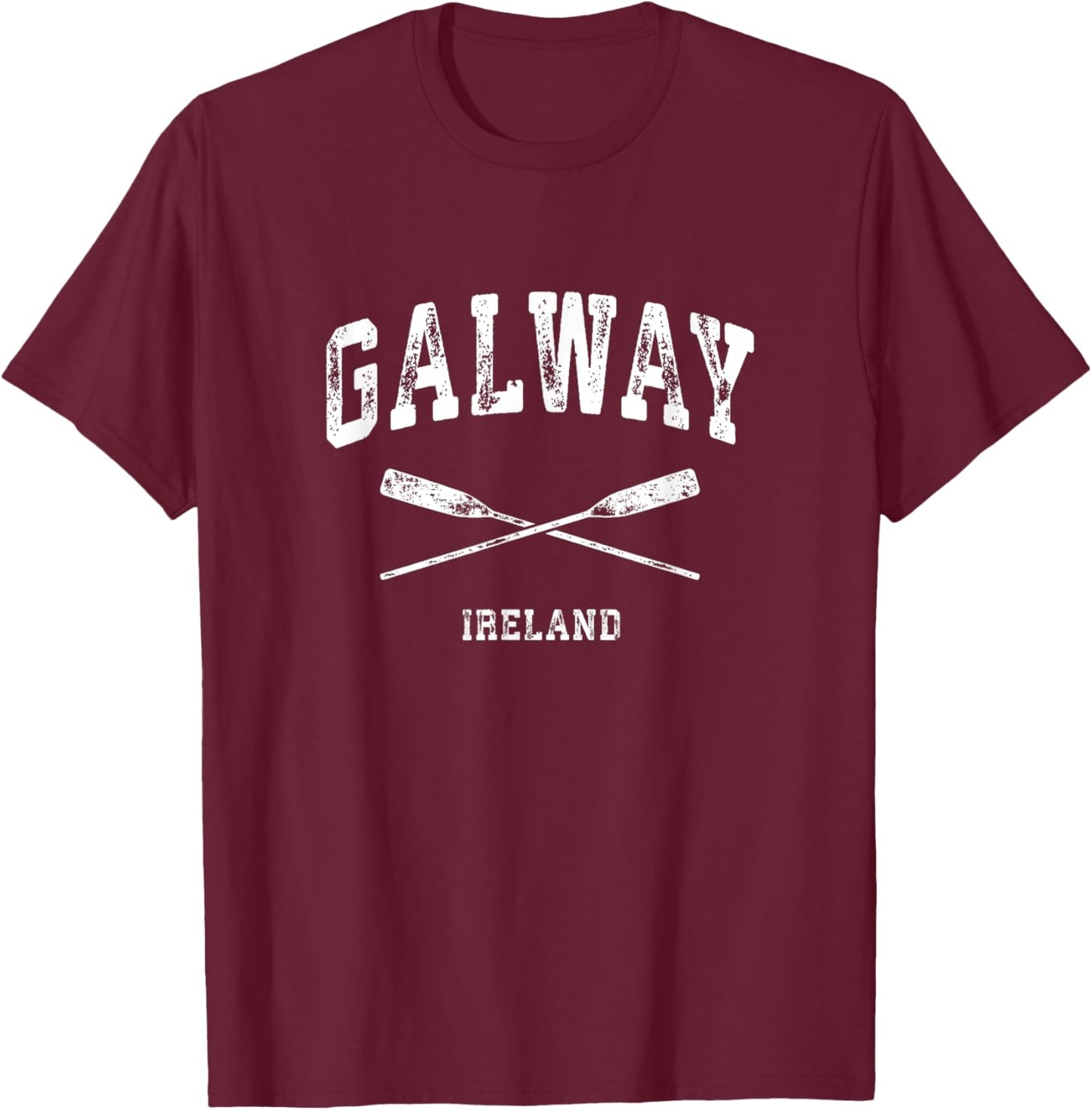 Galway Ireland Vintage Nautical Crossed Oars T-Shirt - T-Shirt | Maroon