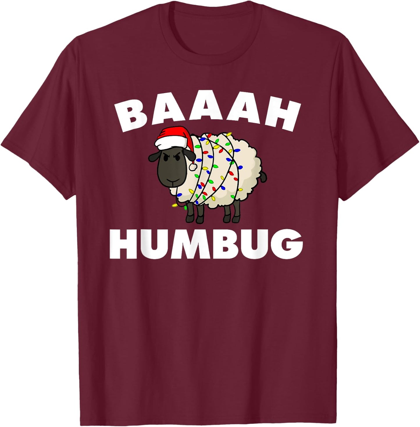 Baaah Humbug Anti-Christmas Sheep shirt funny sheep T-Shirt - T-Shirt | Maroon