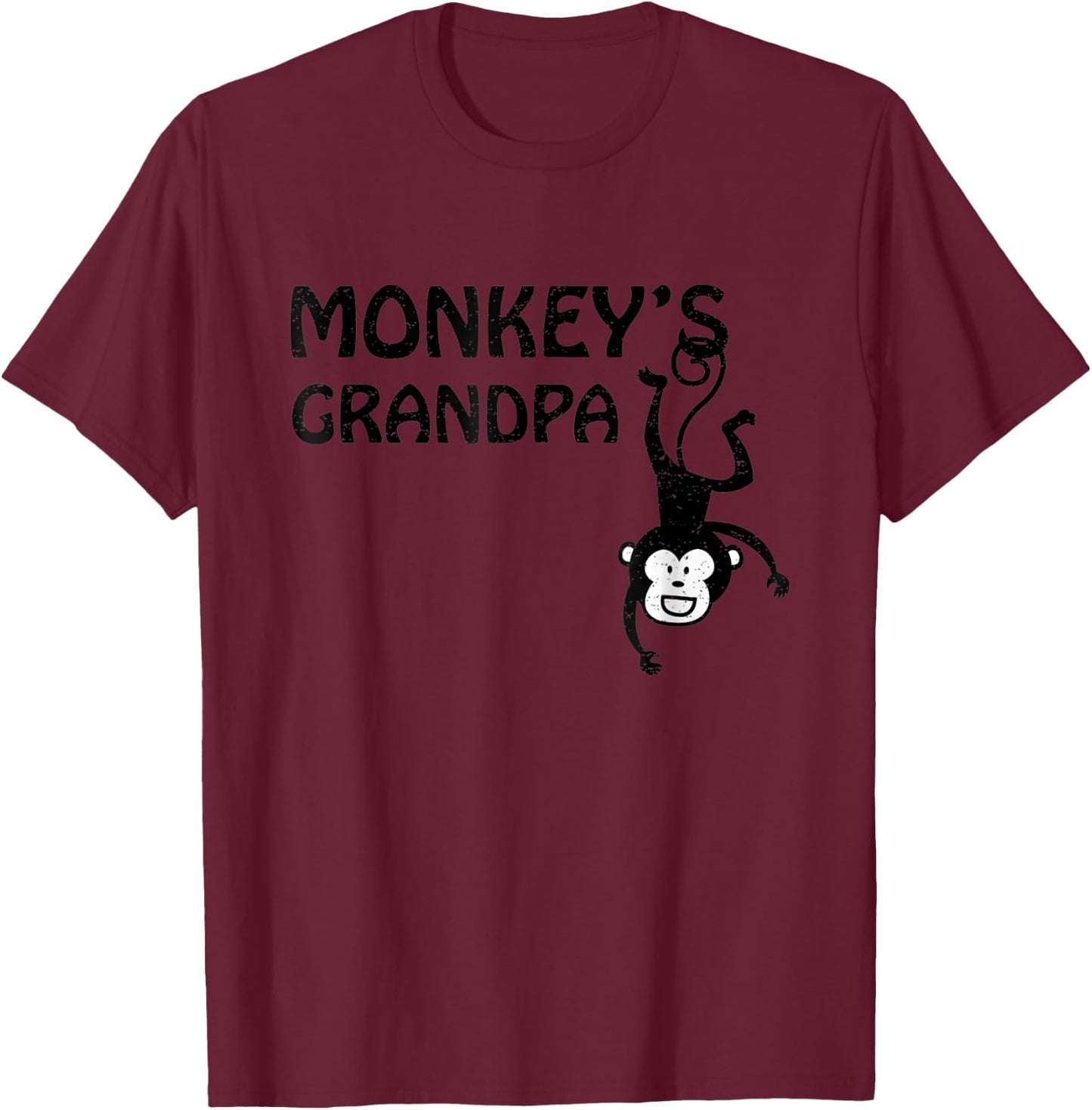 Monkey's Grandpa Grandfather Monkey T-Shirt - T-Shirt | Maroon