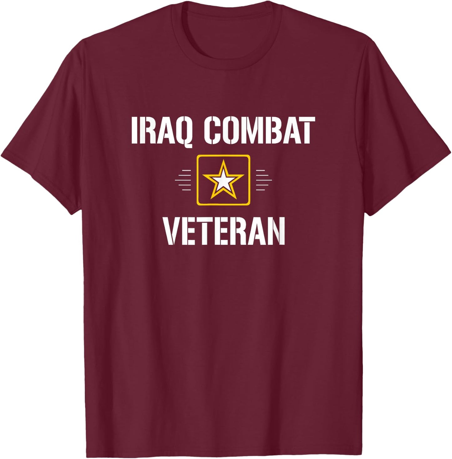 Iraq Combat Veteran - -Adults Black Cotton, Polyester Modern Classic Letter Print T-Shirt - T-Shirt | Maroon