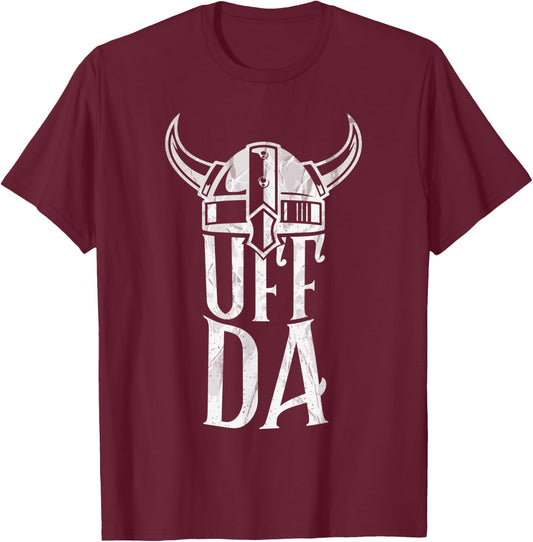 Funny Scandinavian Uff Da popular Nordic Quotes and Sayings T-Shirt - T-Shirt | Maroon