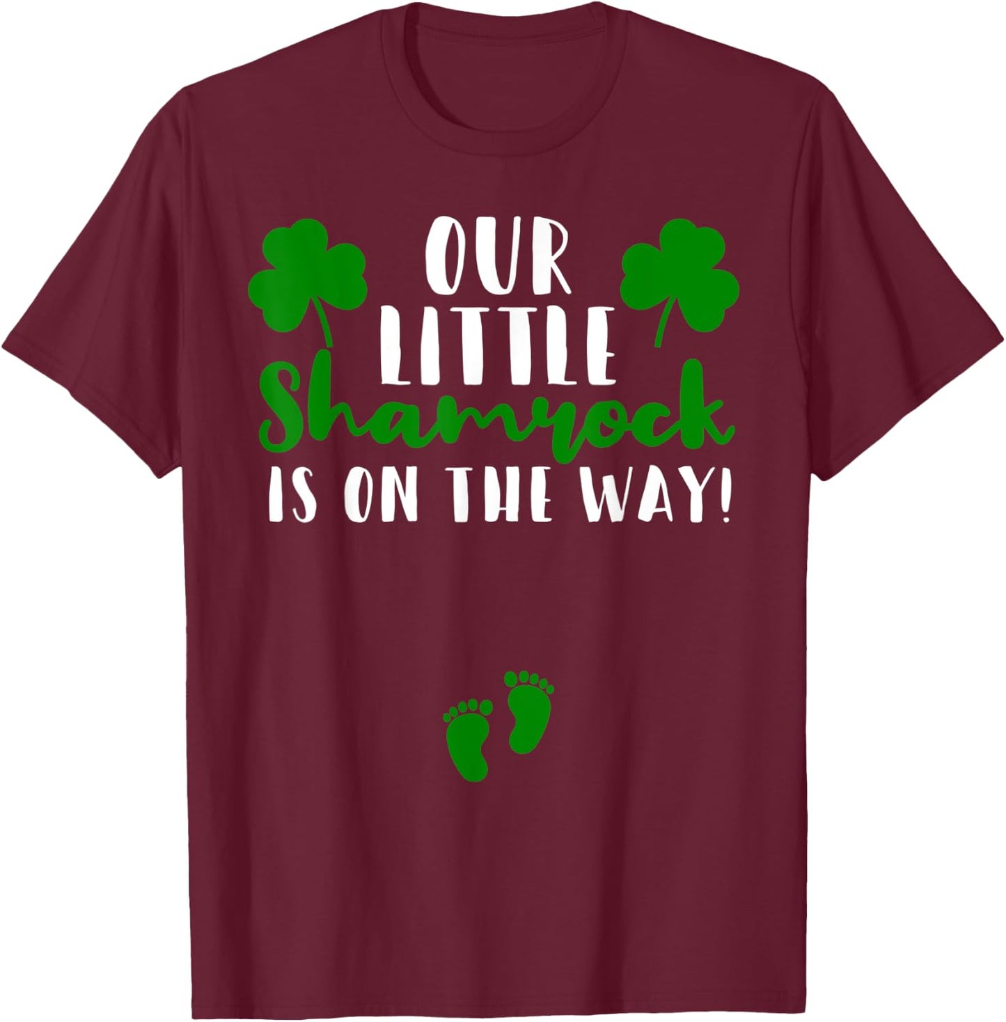 Matching Couple Pregnancy Announcement St Patricks Day T-Shirt - T-Shirt | Maroon