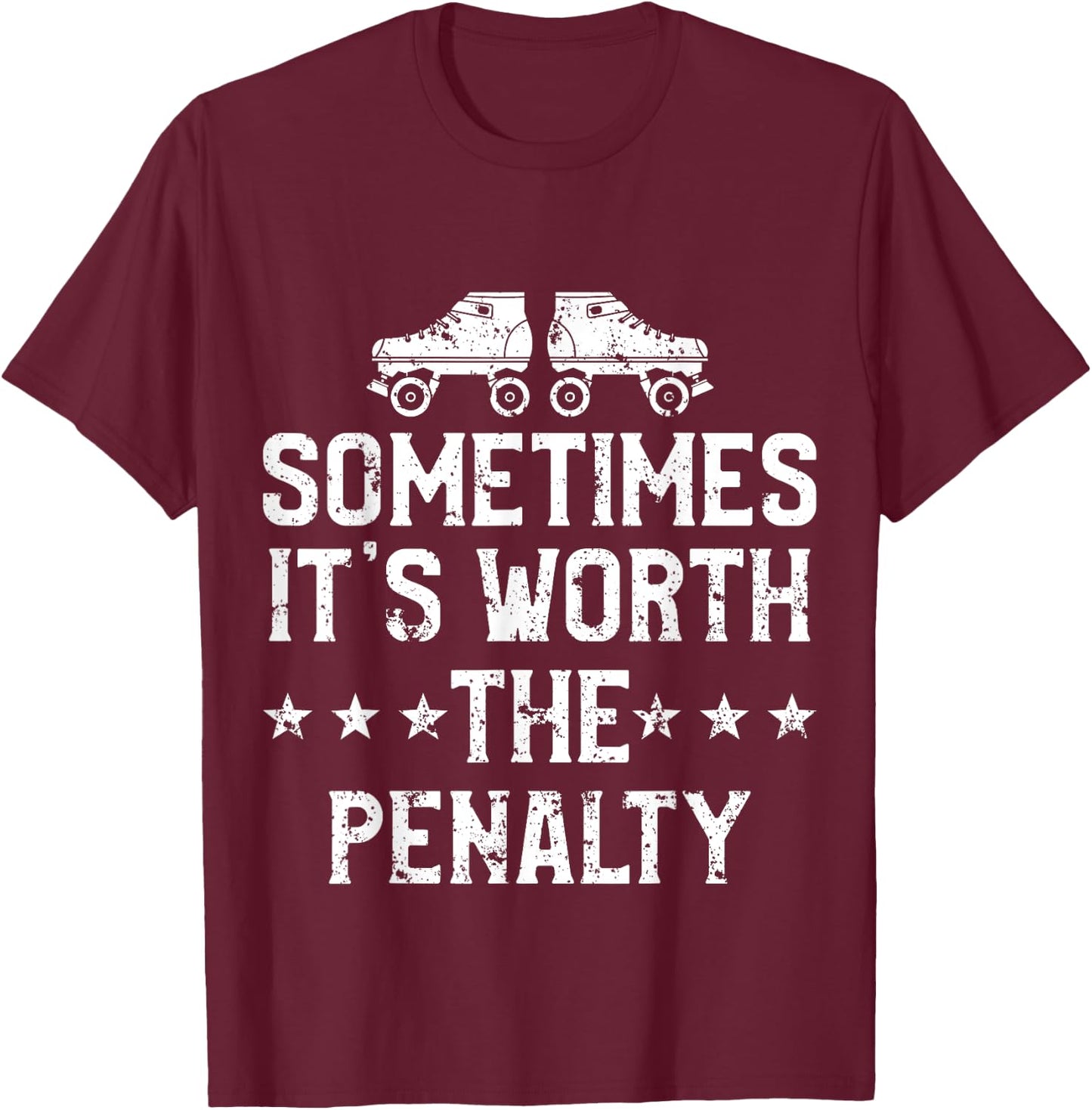 Roller Derby Player Penalty Skating Team T-Shirt - T-Shirt | Maroon