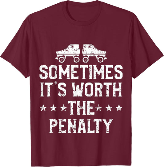 Roller Derby Player Penalty Skating Team T-Shirt - T-Shirt | Maroon