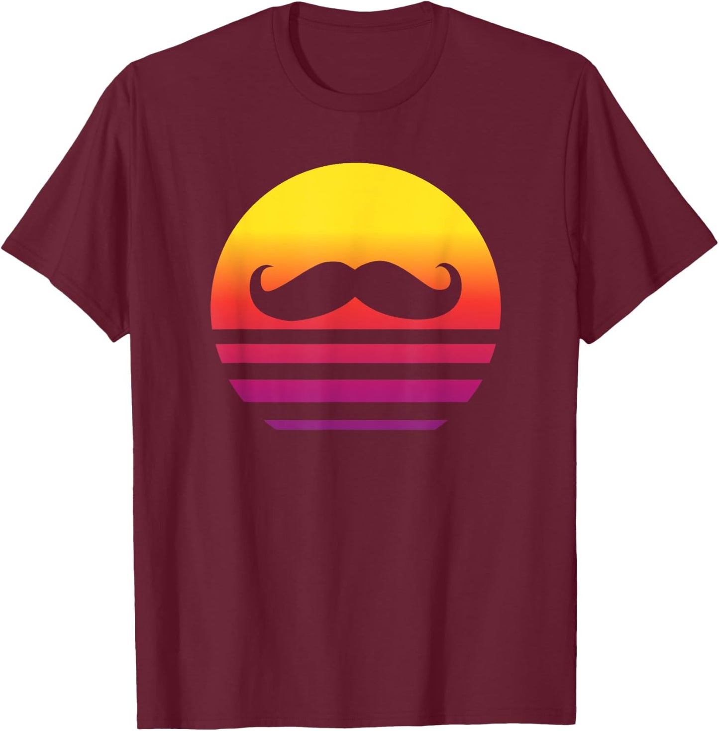 Mustache Retro Style Vintage T-Shirt - T-Shirt | Maroon