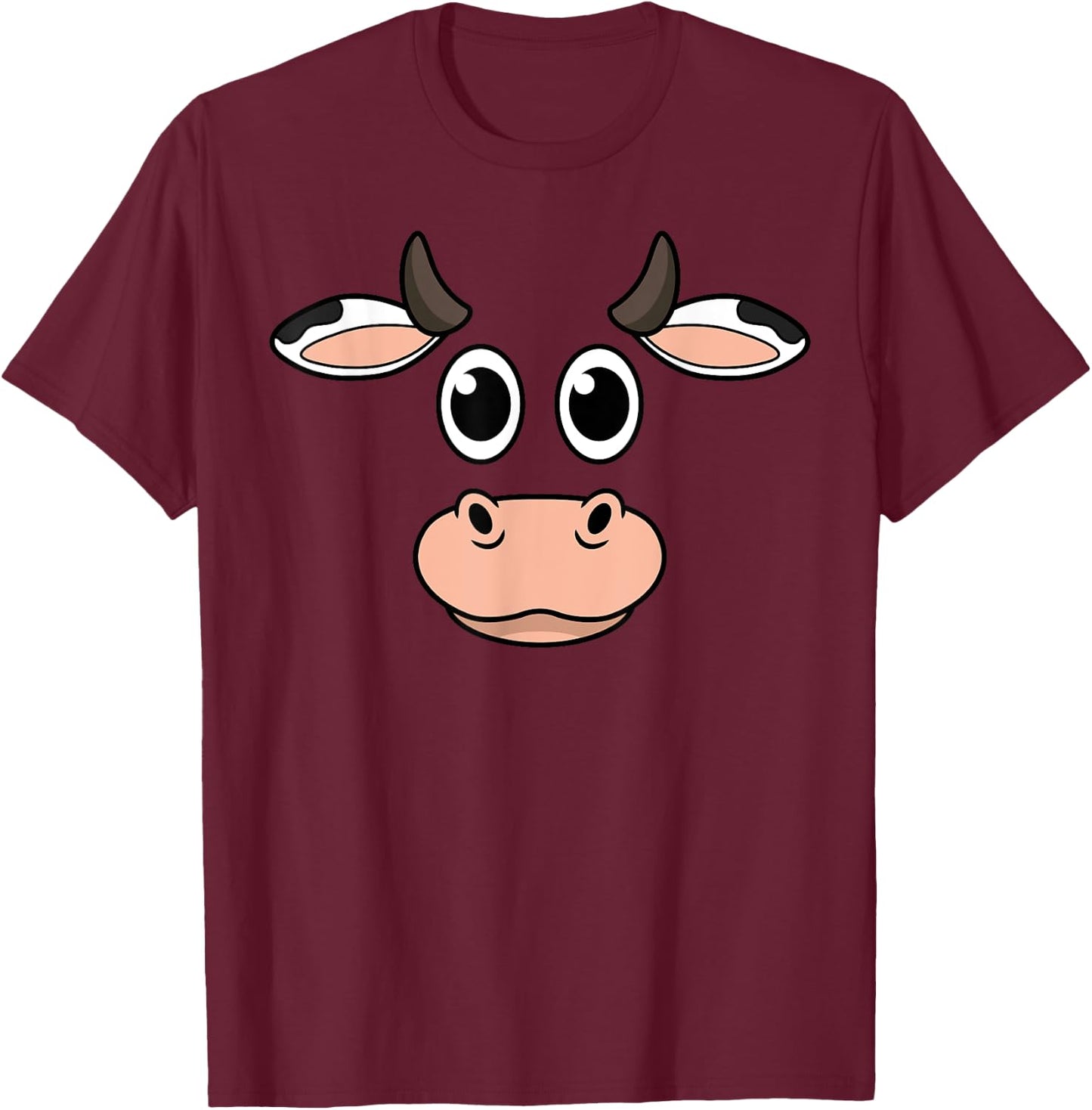 Cow Head Halloween Costume Farm Animal Farmer Farming Cattle T-Shirt - T-Shirt | Maroon