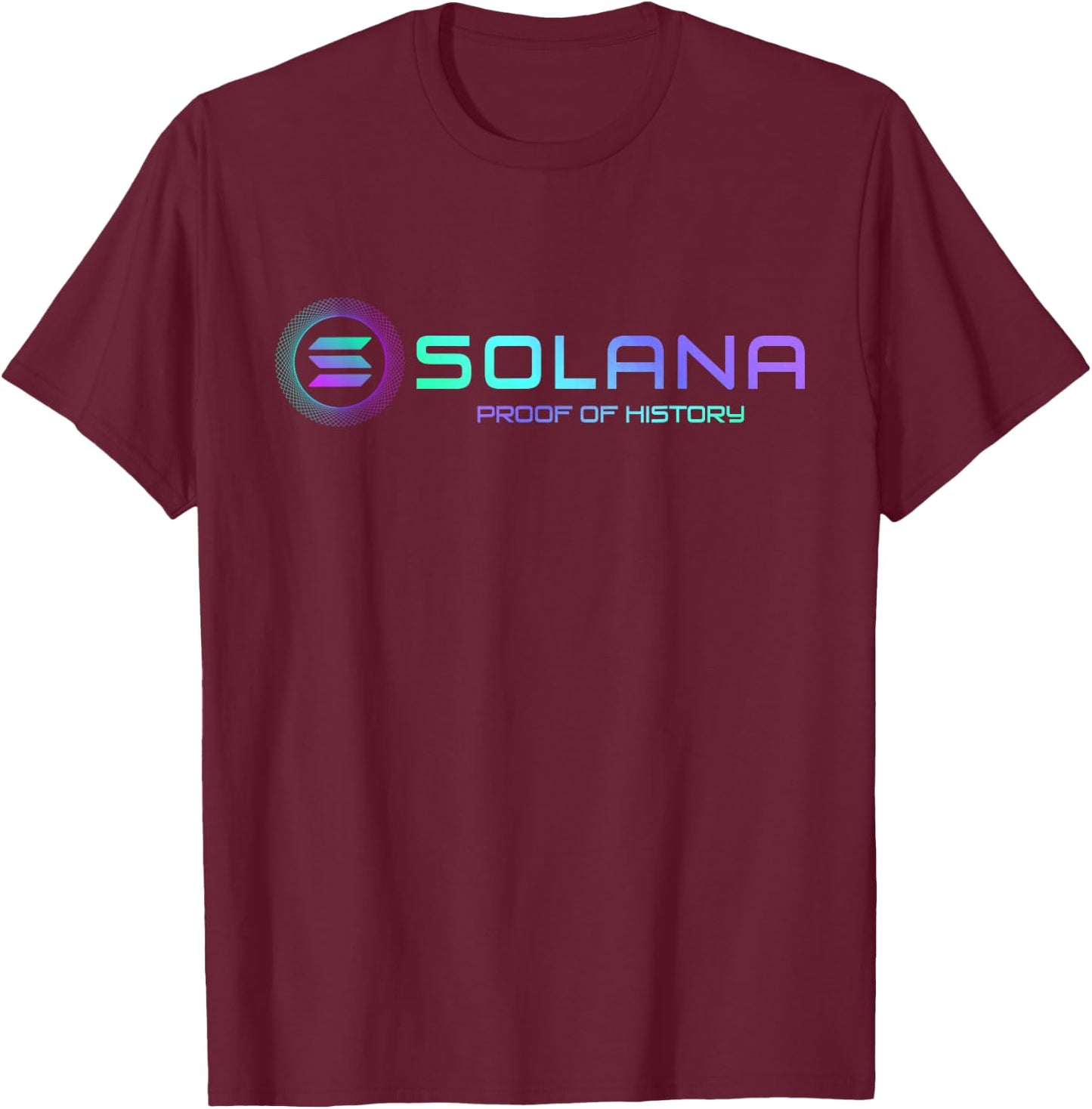 Colorful Solana SOL Crypto Blockchain Logo Proof Of History T-Shirt - T-Shirt | Maroon