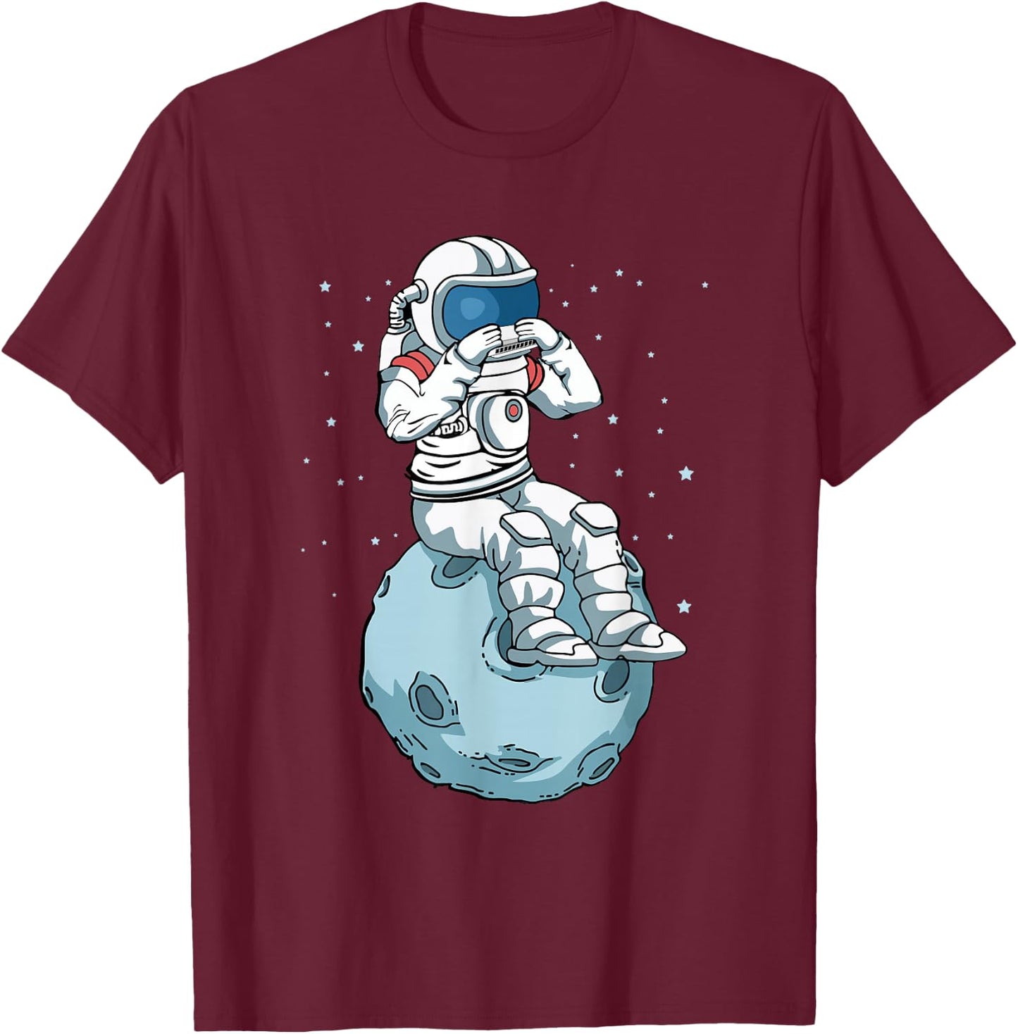 Harmonica Player Kids Astronaut Musician Harmonica T-Shirt - T-Shirt | Maroon
