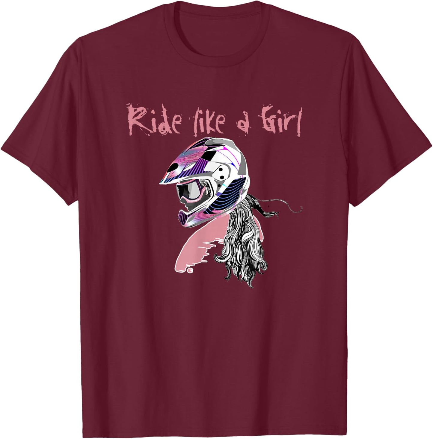 Motocross Shirt Women Dirt Bike Girls RIDE LIKE A GIRL T-Shirt - T-Shirt | Maroon