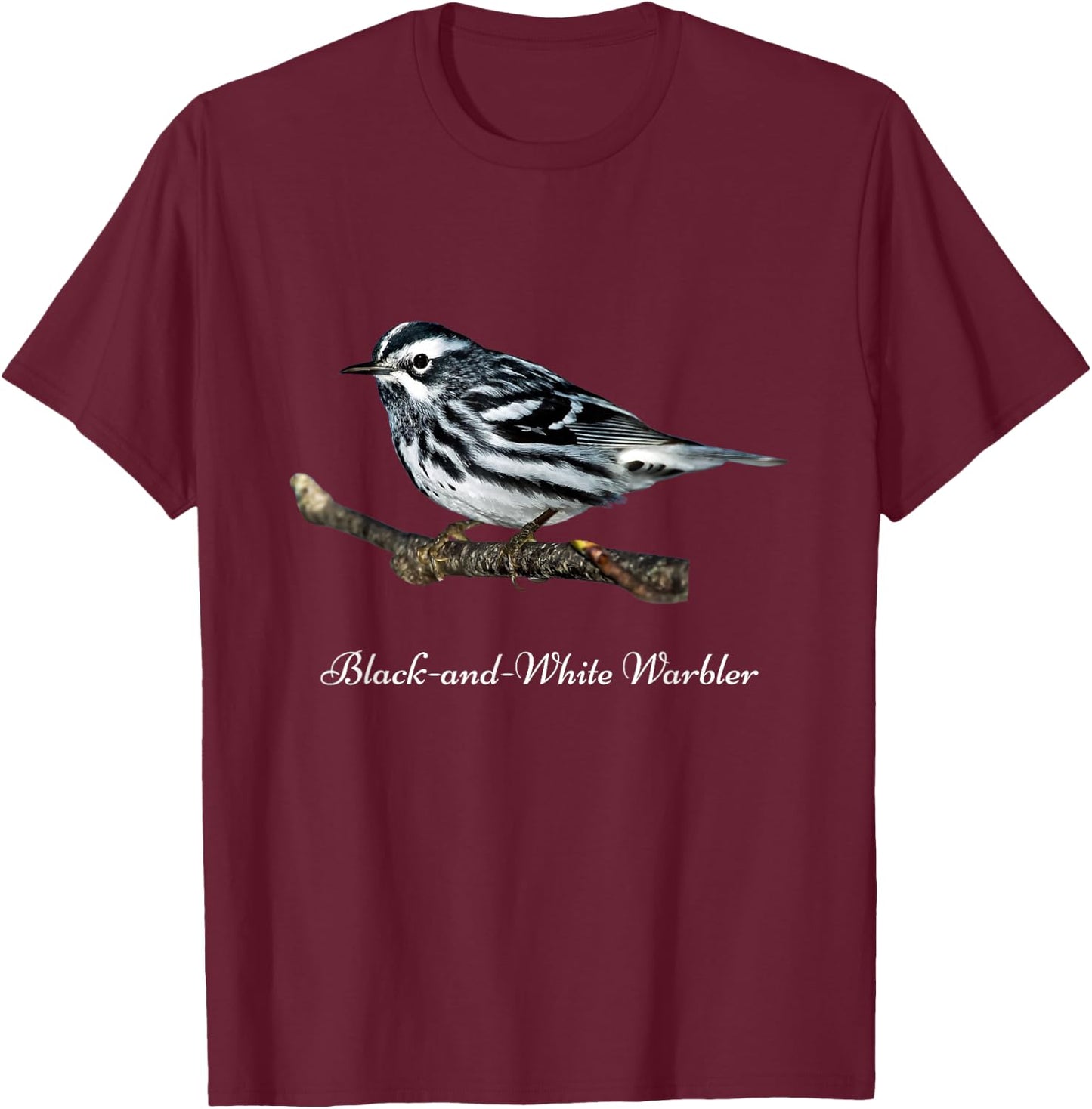 Bird Black-and-White Warbler Ornithology T-Shirt - T-Shirt | Maroon
