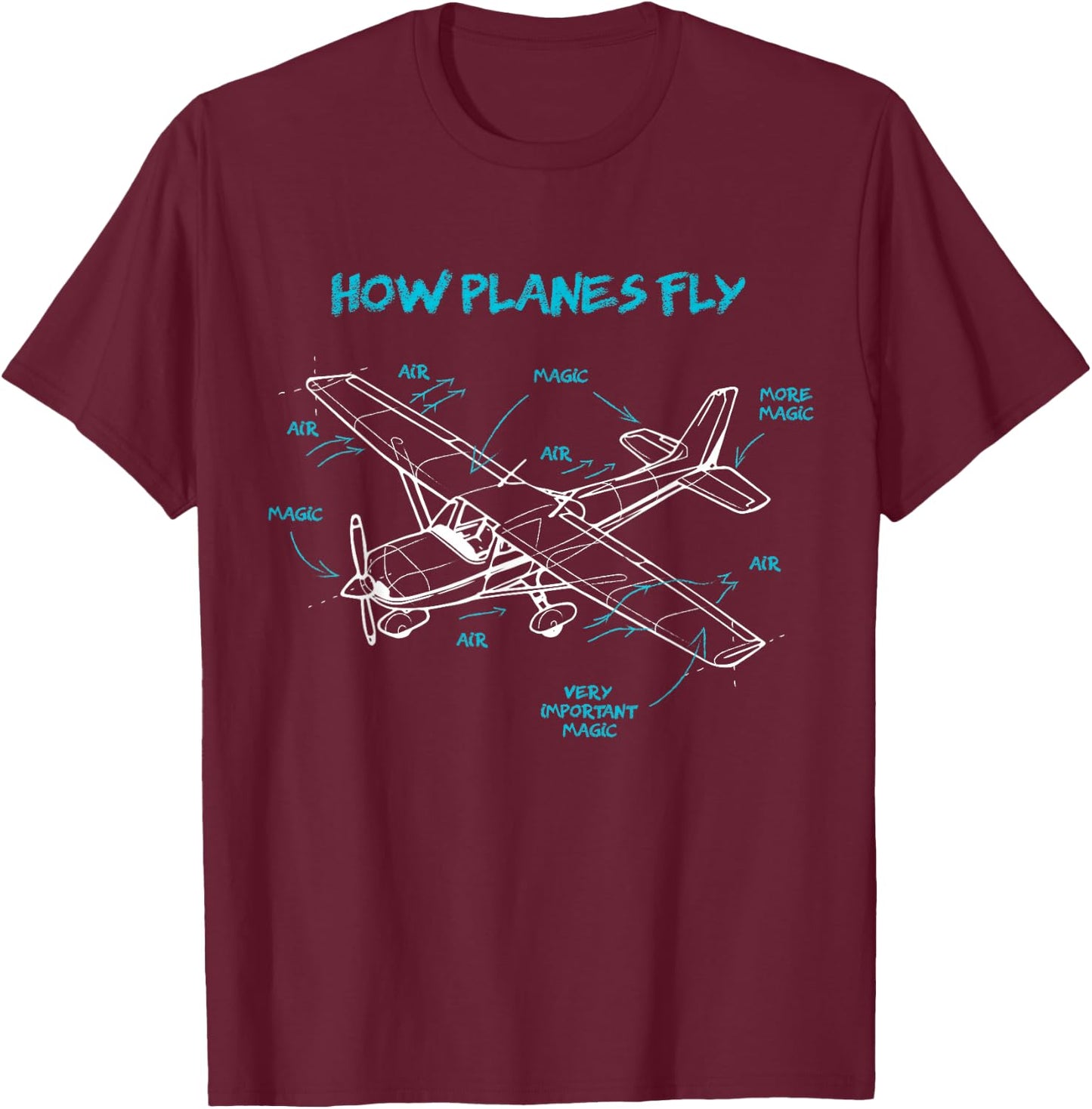 How Planes Fly How Planes Fly Aviation Pilot T-Shirt - T-Shirt | Maroon